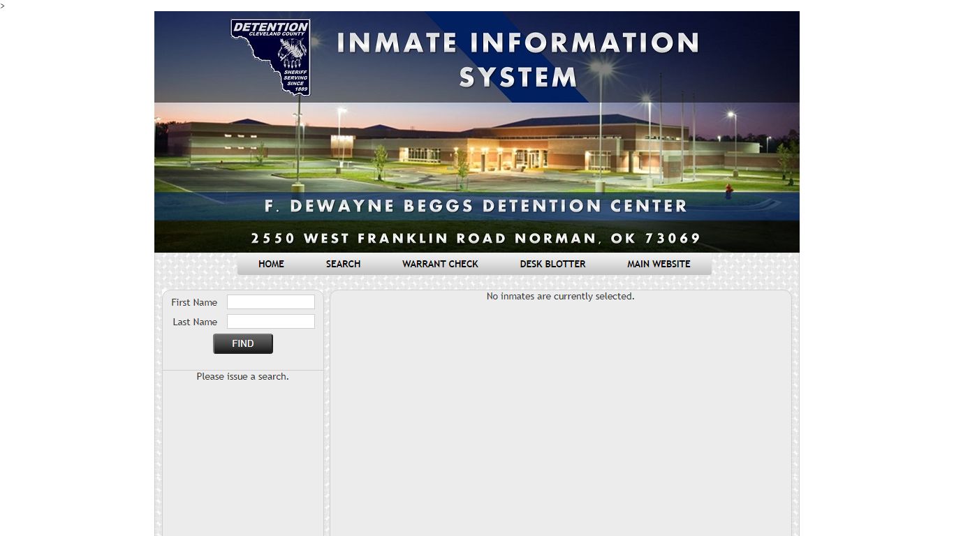 Inmate Information System - Search - Global