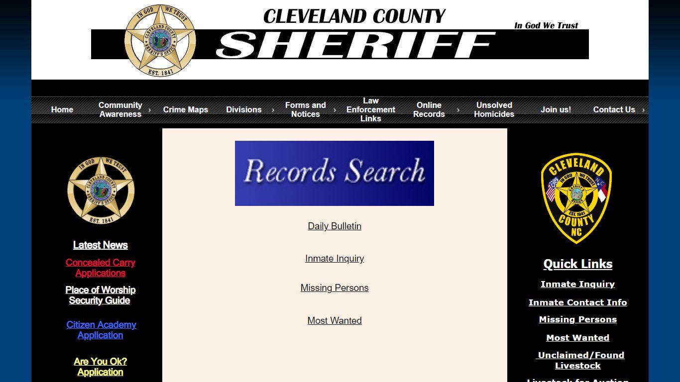 Cleveland County Sheriff - Online Records